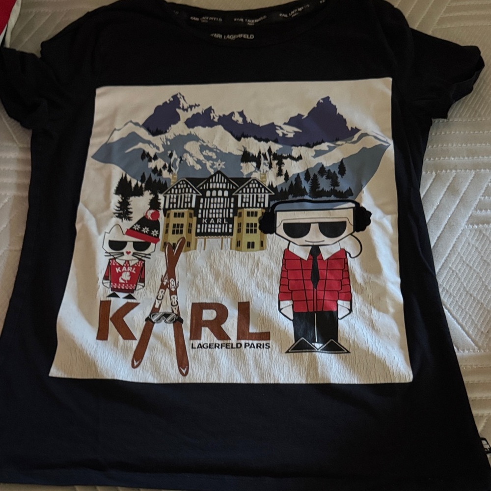 Karl Lagerfeld Kids Black and Red Ski Graphic Tee